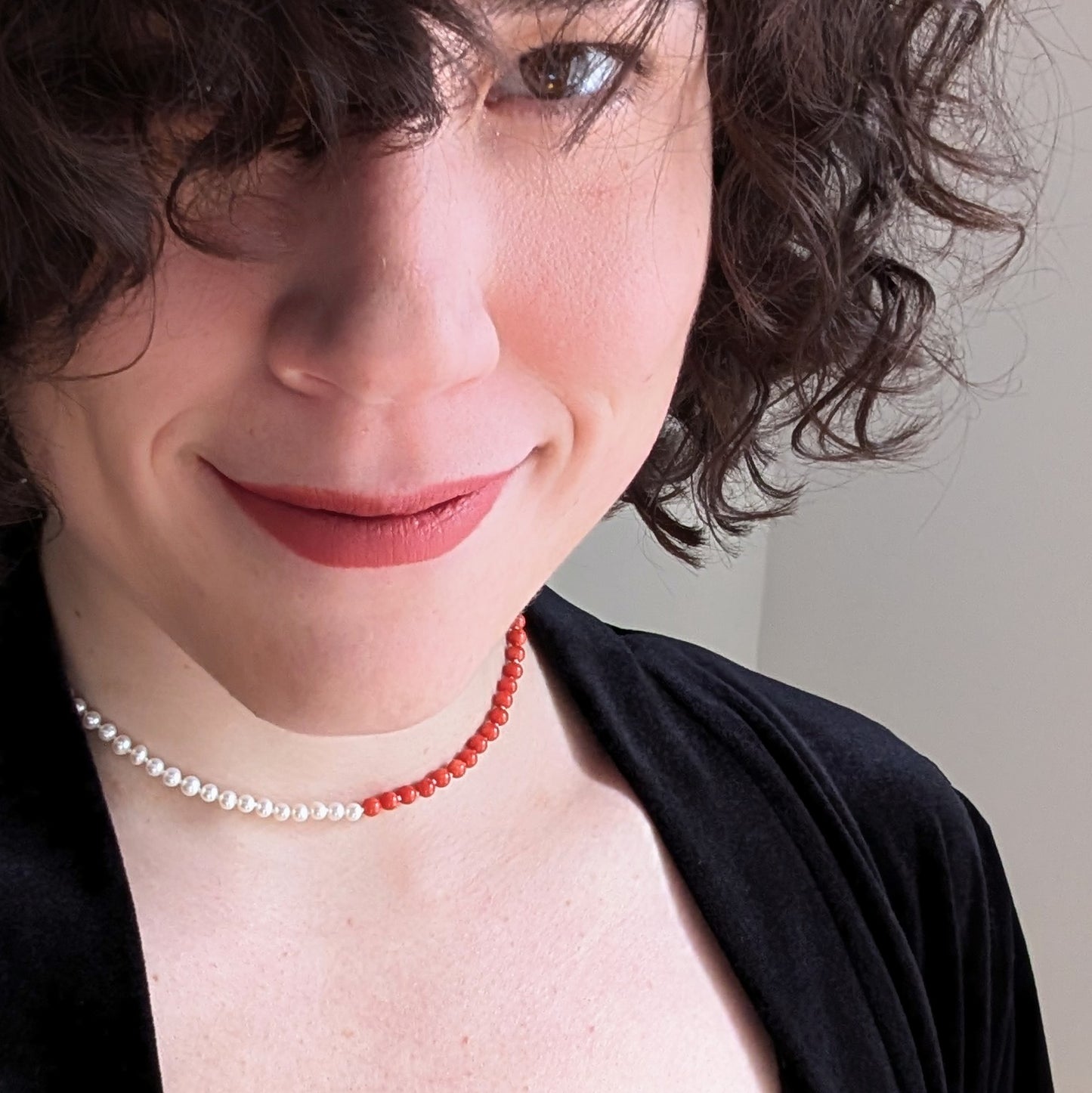 Pearl and Italian Coral Necklace