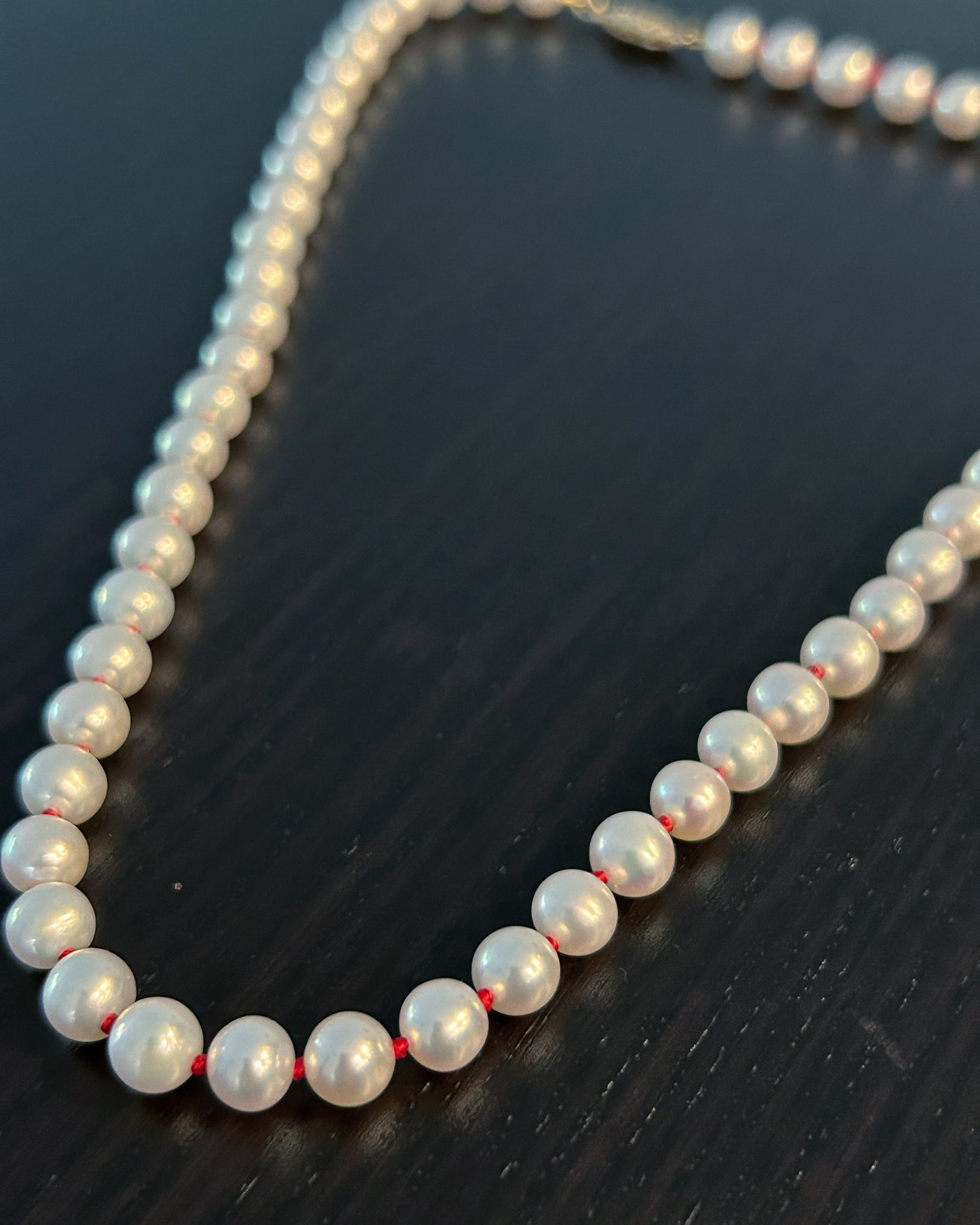 Saltwater Pearl Necklace on Red Silk