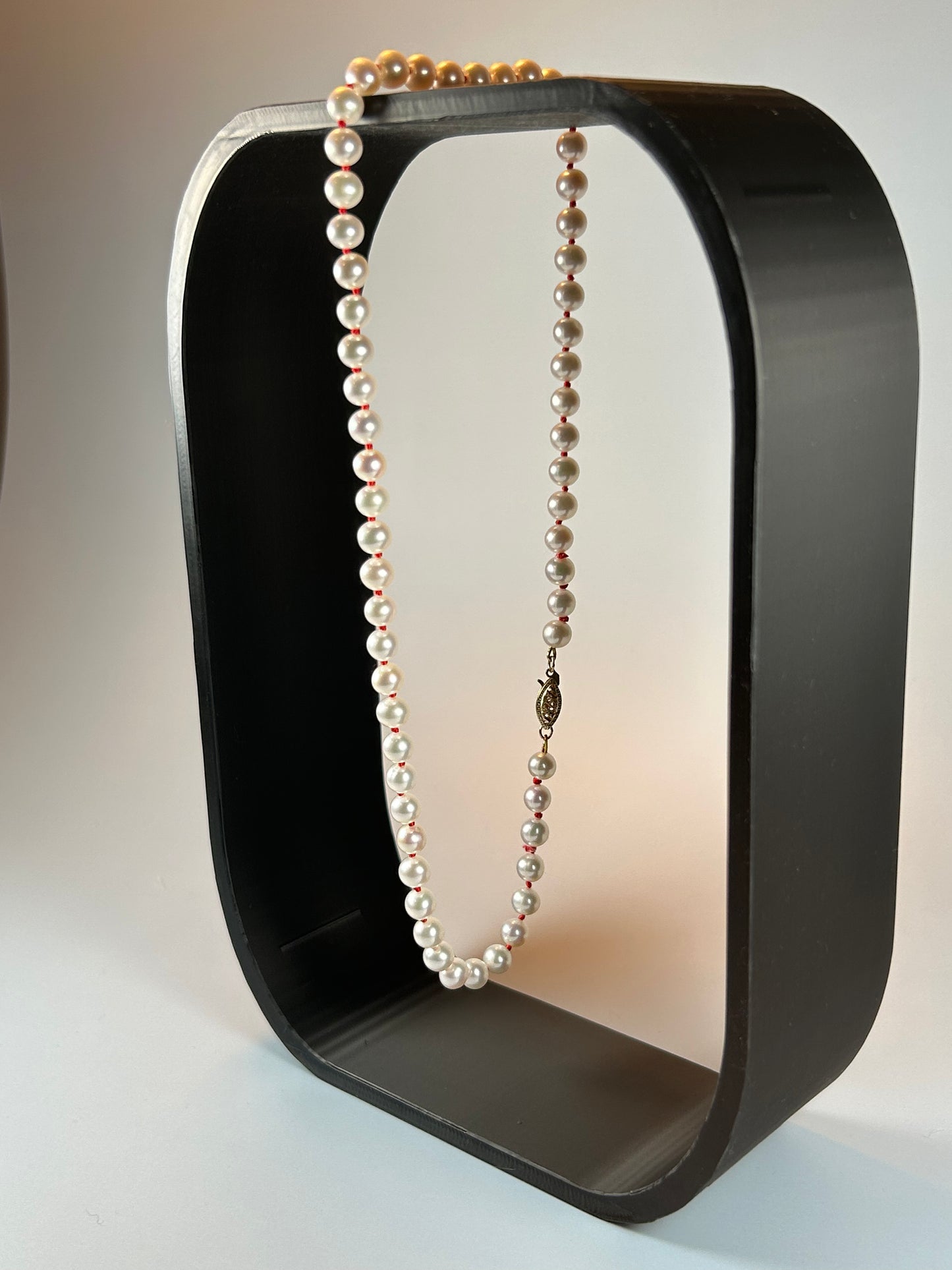 Saltwater Pearl Necklace on Red Silk