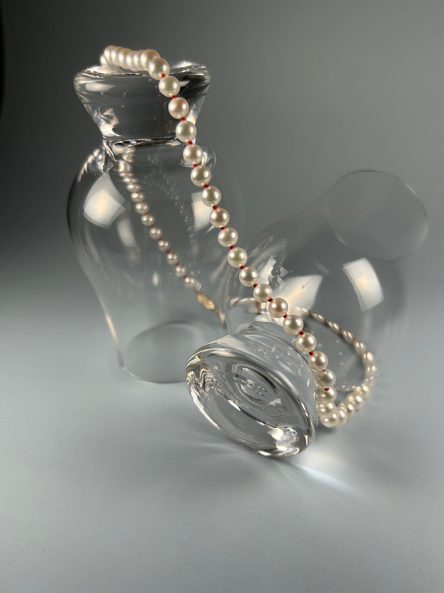 Saltwater Pearl Necklace on Red Silk
