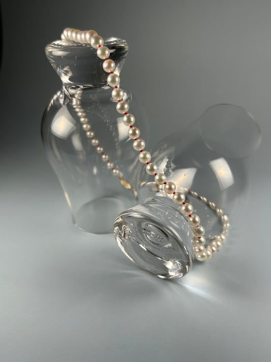 Saltwater Pearl Necklace on Red Silk
